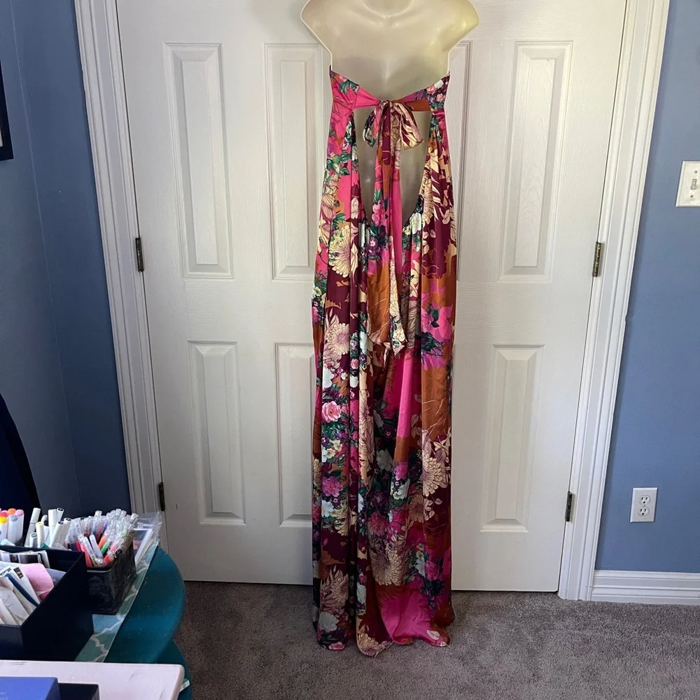NWT Satin Floral Strapless Jumpsuit - Picture 3 of 5